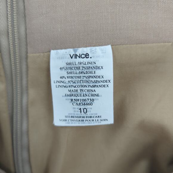 Vince Skirt Womens 10 Beige Pencil Business Casual Minimalist Neutral Linen - Picture 7 of 8